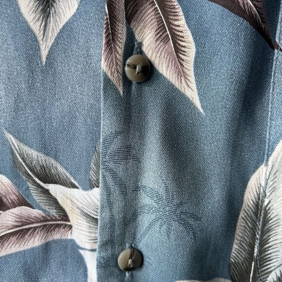 Burma Bibas 100% Silk Hawaiian Aloha Shirt Men’s Sz Lg Tropical Floral Palm Shir - Picture 10 of 14